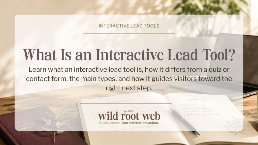 Interactive lead tool guiding website visitors through relevant questions toward a personalized result and clearer next step.